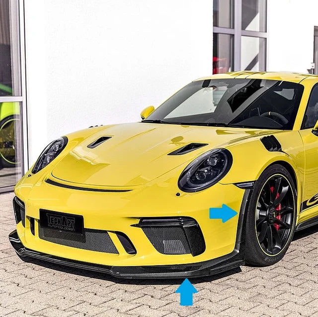 Spoiler delantero TechArt con extensiones de salpicadera – 991.2 GT3 RS – Carbono visible acabado brillante